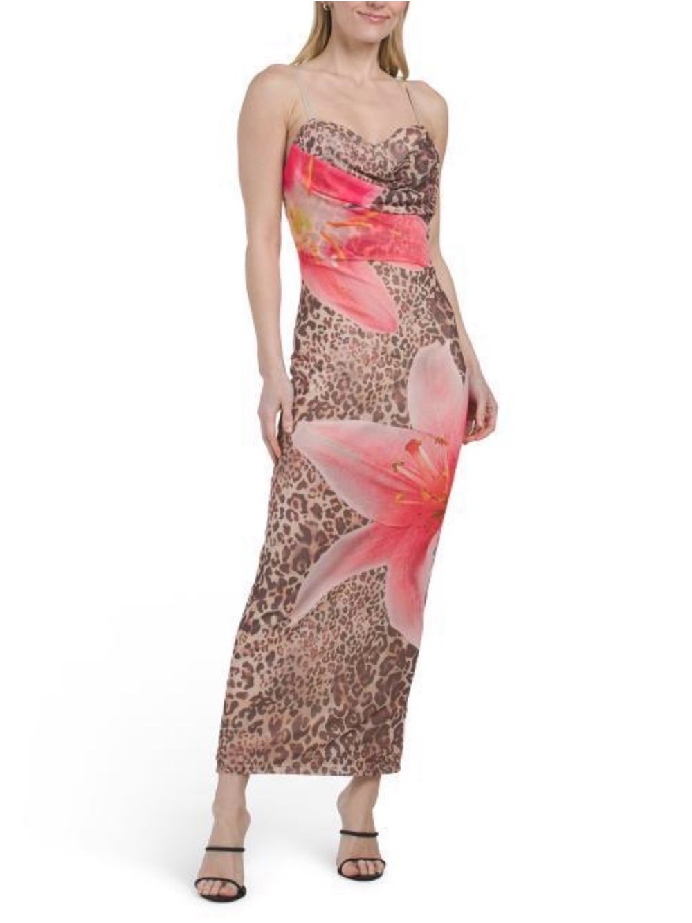 Madden Girl Pink Floral Leopard Slip Maxi Dress